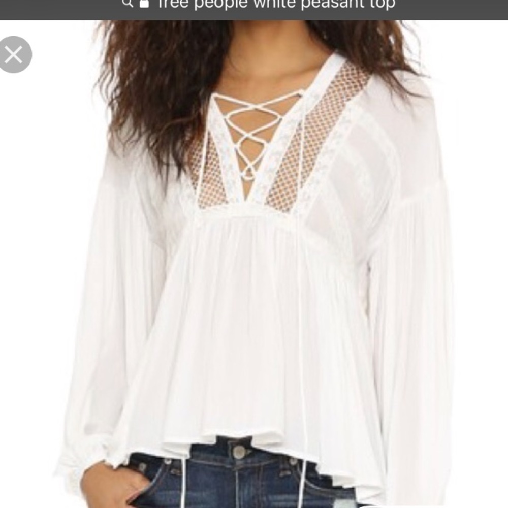 Free People White Peasant Top XS